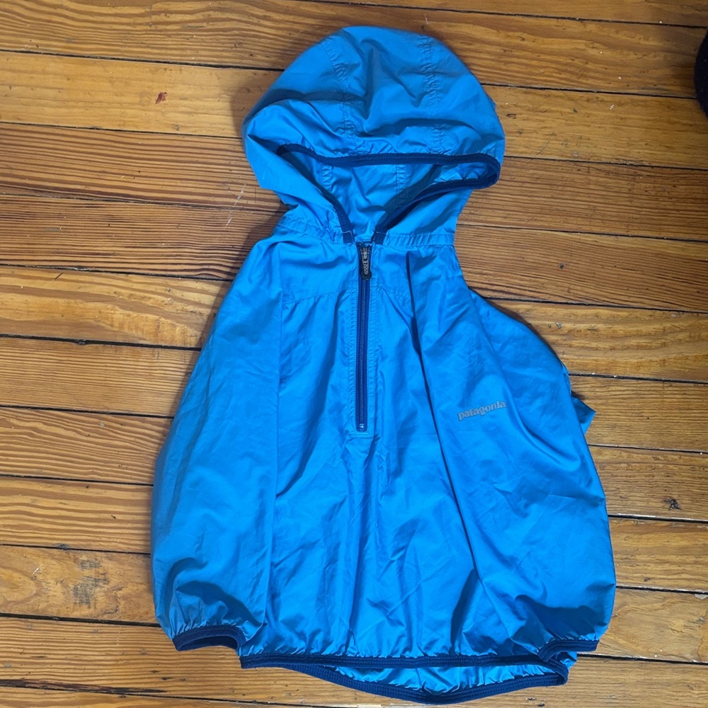 Patagonia Kids Blue Hooded Rain Jacket